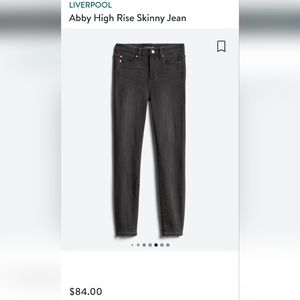 Dark grey Liverpool brand skinny jeans size 10P